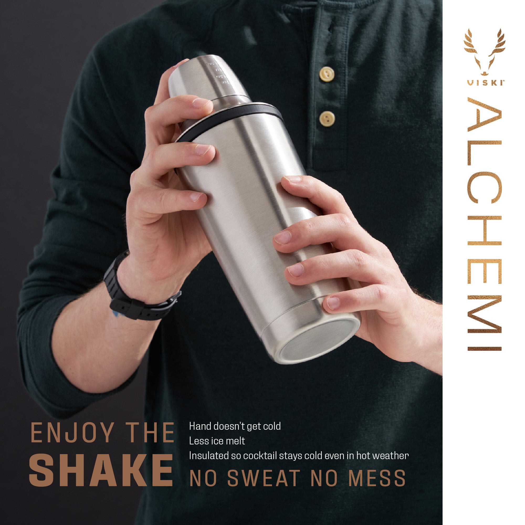 Premium Alchemi Vacuum Insulated Stainless Steel Cocktail Shaker - Professional Bar Mixing Tool for Home Bartenders & Cocktail Enthusiasts - Perfect for Parties, Home Bars & Mixology Gifts