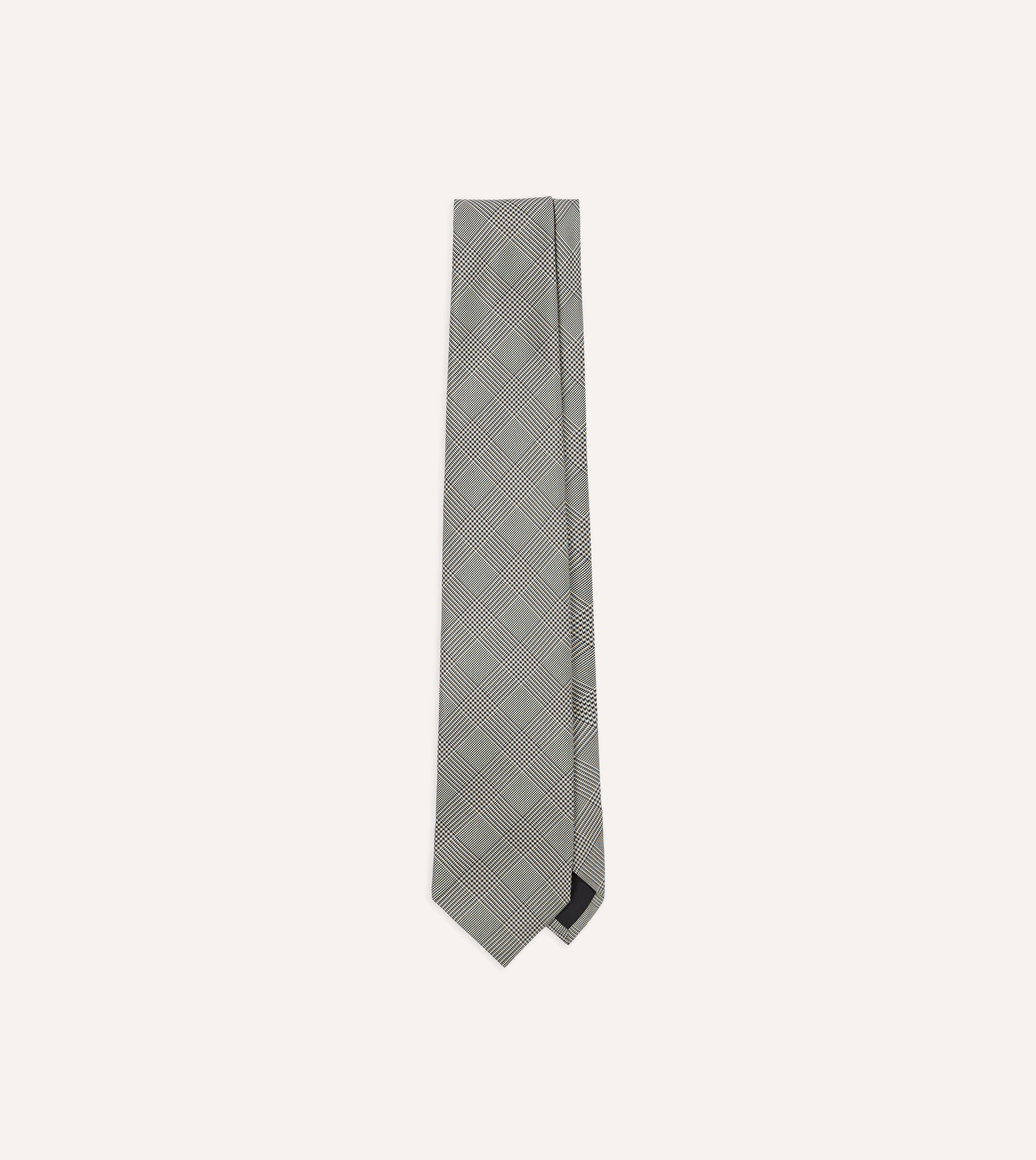 Premium Grey Prince of Wales Check Silk Tie for Men - Elegant Business & Formal Occasion Necktie - Perfect for Weddings, Office & Special Events