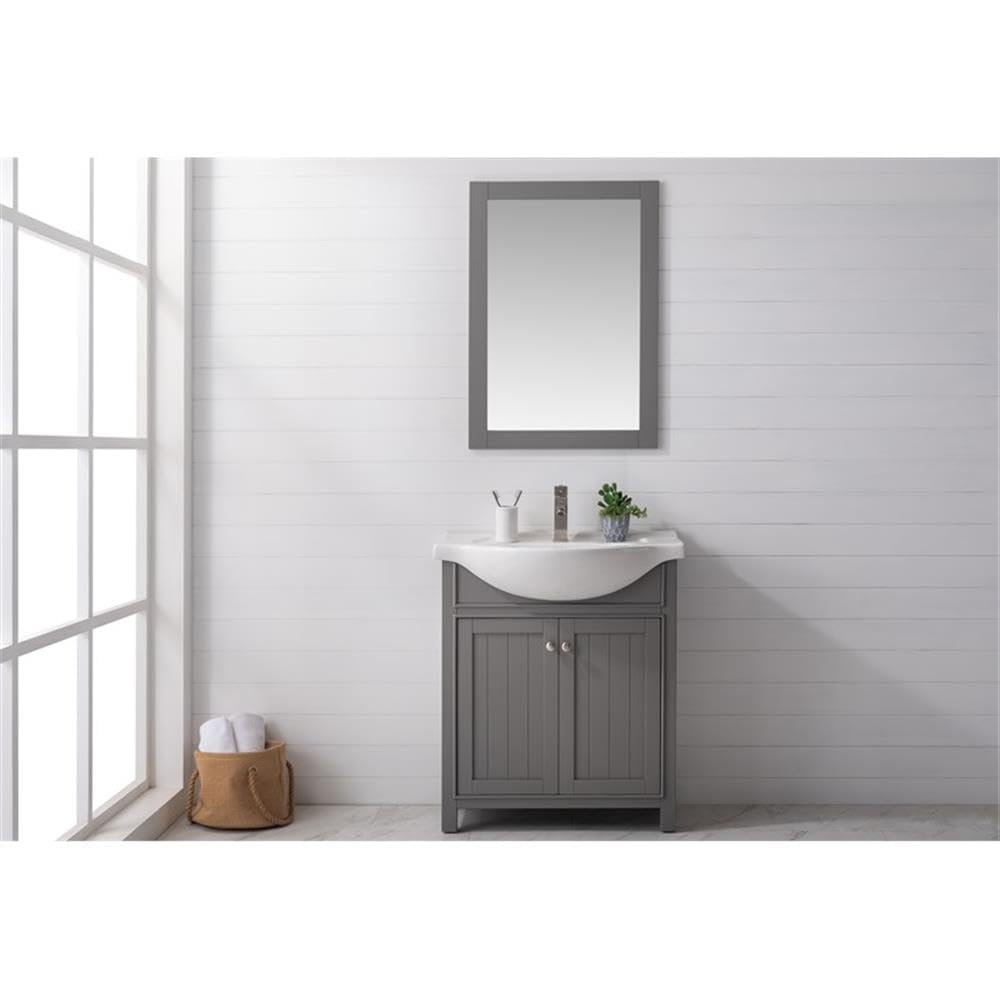 Design Element S05-30-GY 30-Inch Modern Gray Bathroom Vanity with Soft-Close Doors - Perfect for Small Bathrooms, Powder Rooms & Master Bath Renovations