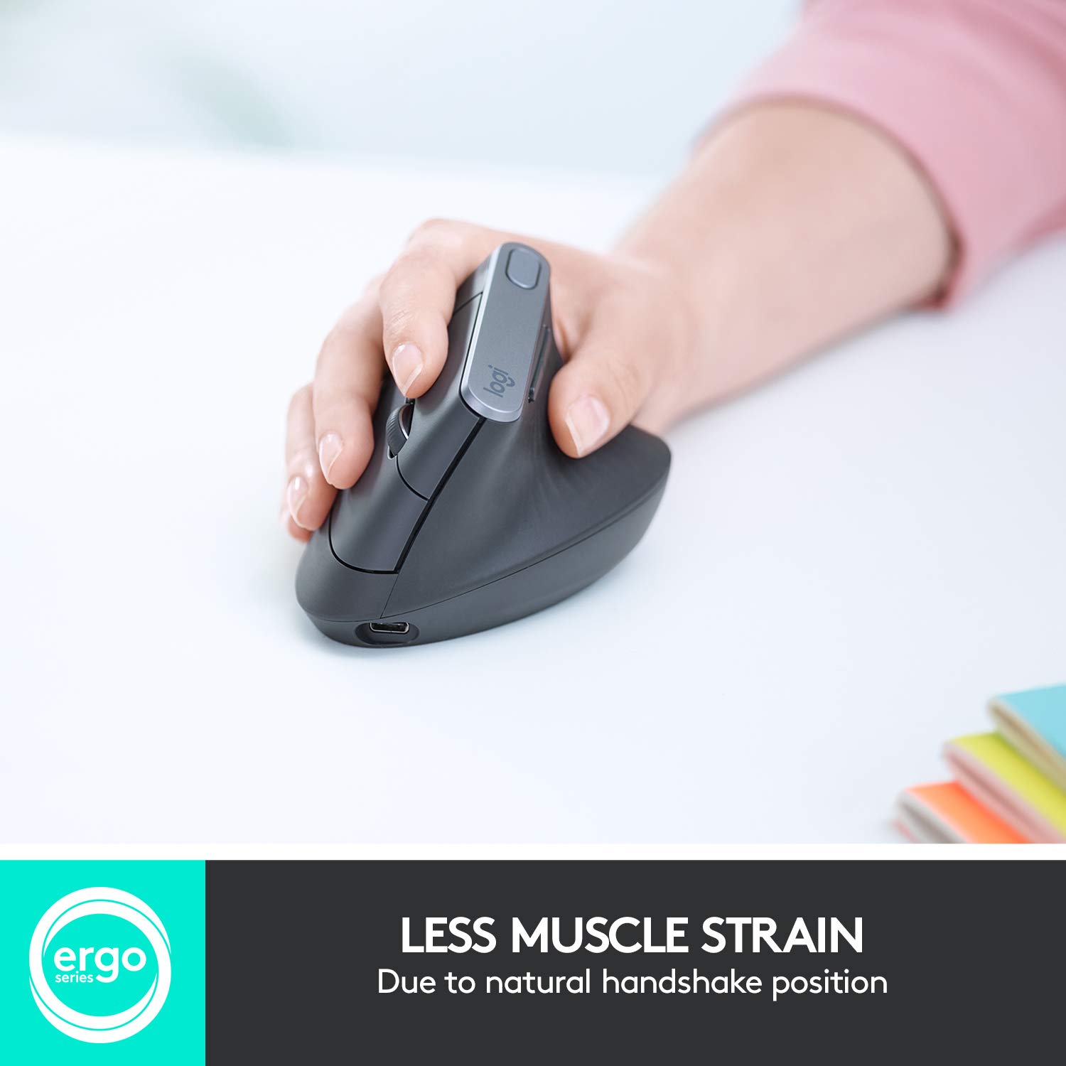 Logitech MX Vertical Wireless Ergonomic Mouse - Rechargeable Bluetooth Mouse for Windows & Mac, Reduces Wrist Pain & Muscle Strain - Perfect for Office Work, Graphic Design & Long Computing Sessions