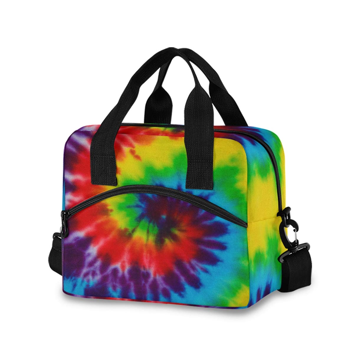 Vibrant Rainbow Tie Dye Lunch Bag for Women - Insulated Crossbody Lunch Box & Cooler Tote - Perfect for Work, School, Picnics & Outdoor Activities