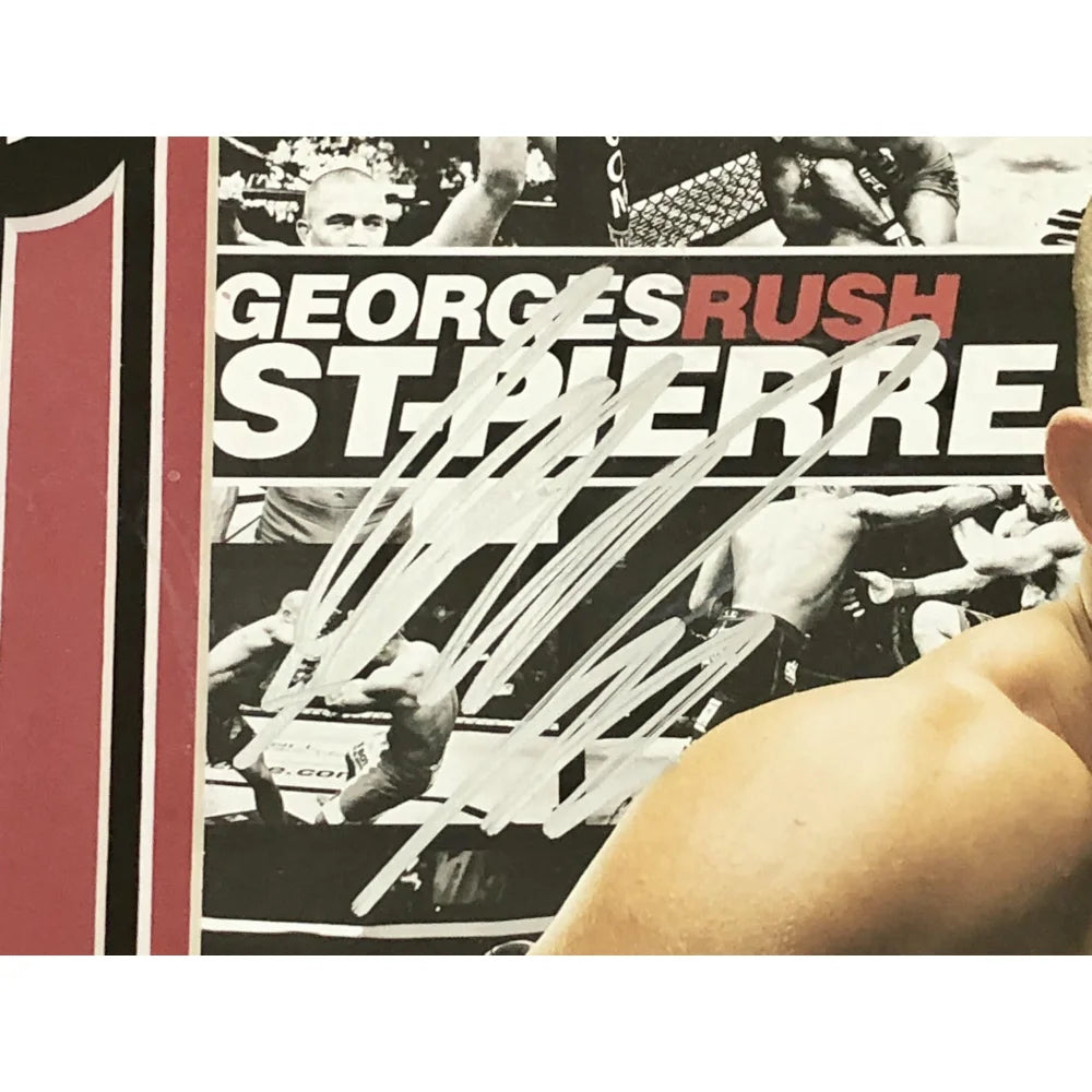 Georges St. Pierre Signed 8x10 Framed UFC Glove with JSA COA - GSP Autographed Collectible for MMA Fans & Sports Memorabilia Display