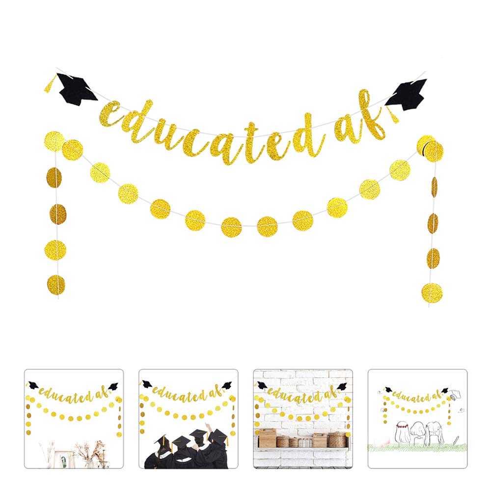 ABOOFAN Graduation Glitter Banner Set - High School & College Graduation Party Decorations, Cap & Doctor Hat Paper Decor - Perfect for Graduation Ceremonies, Photo Booths & Celebration Parties