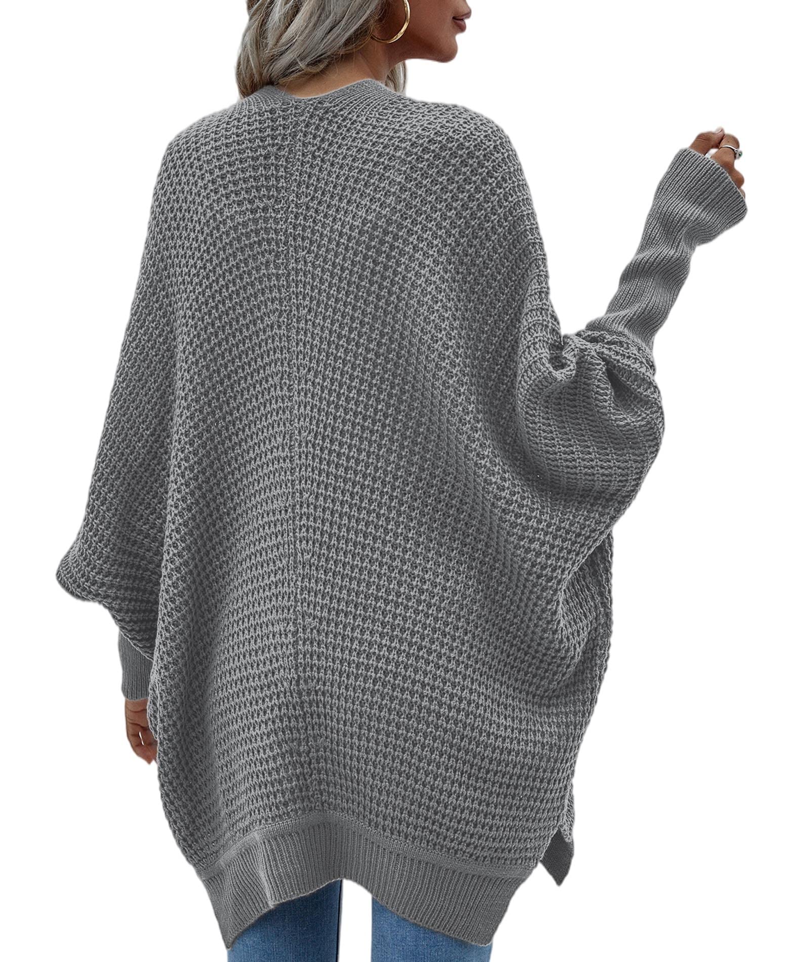 FYEARFOX Women's Long Sleeve Waffle Knit Cardigan - Cozy Ribbed Open Front Crochet Sweater for Fall & Winter | Perfect for Casual Outfits, Office Wear and Coffee Dates