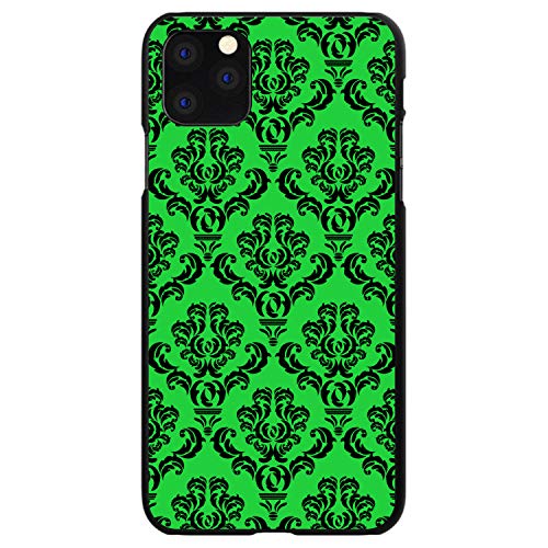 Green Black Damask Pattern On Black Case