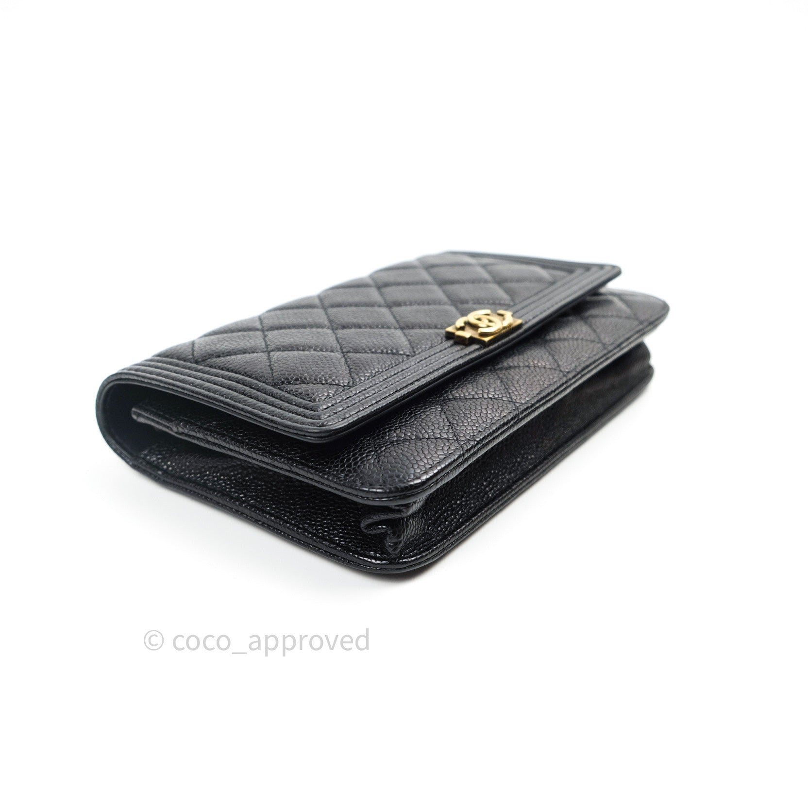 Chanel Boy Wallet on Chain WOC Black Caviar Leather with Gold Hardware - Luxury Crossbody Bag for Women, Perfect for Evening Events & Daily Use