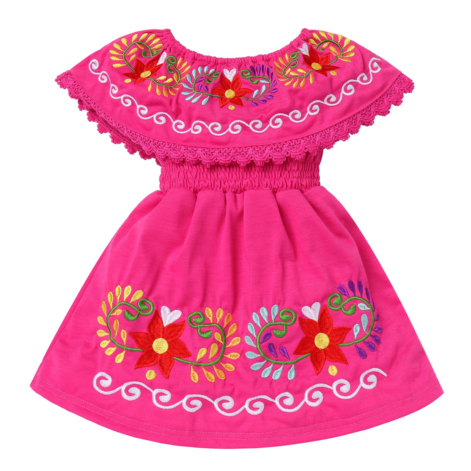 Traditional Mexican Folklorico Dress for Girls - Floral Embroidered Cinco de Mayo Costume | Perfect for Festivals, Parties & Cultural Celebrations