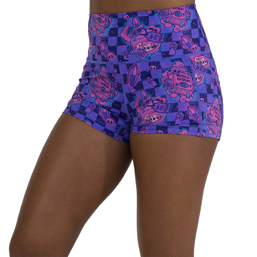 Spellbound Women's High Waist Yoga Shorts - Breathable Workout Shorts for Running, Gym & Lounge - Comfortable Stretchy Athletic Shorts