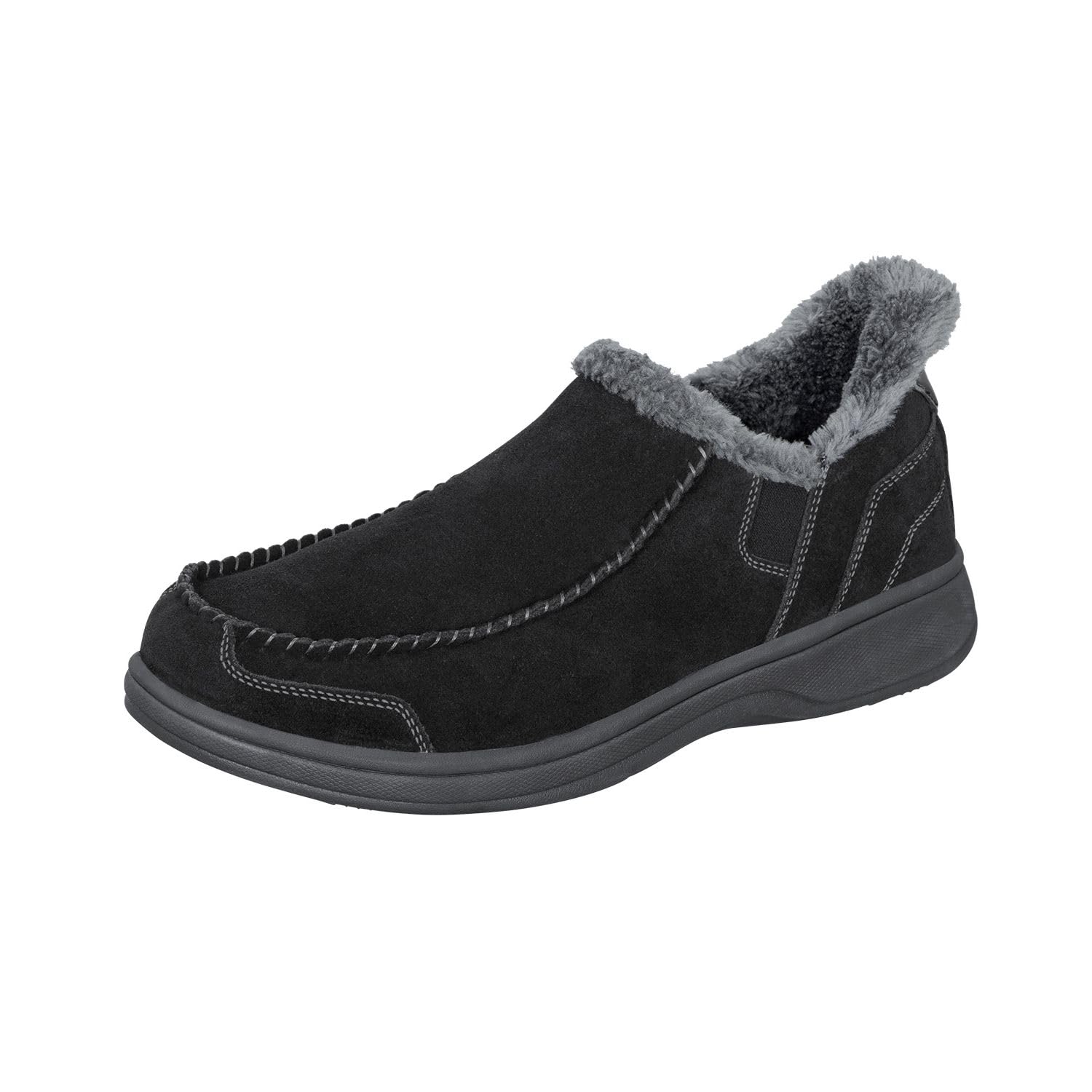 Orthofeet Men's Orthopedic Leather Vito Hands-Free Slippers - Comfortable Diabetic & Arch Support Slippers for Plantar Fasciitis, Arthritis & Foot Pain Relief - Ideal for Indoor, Lounge & Recovery Use