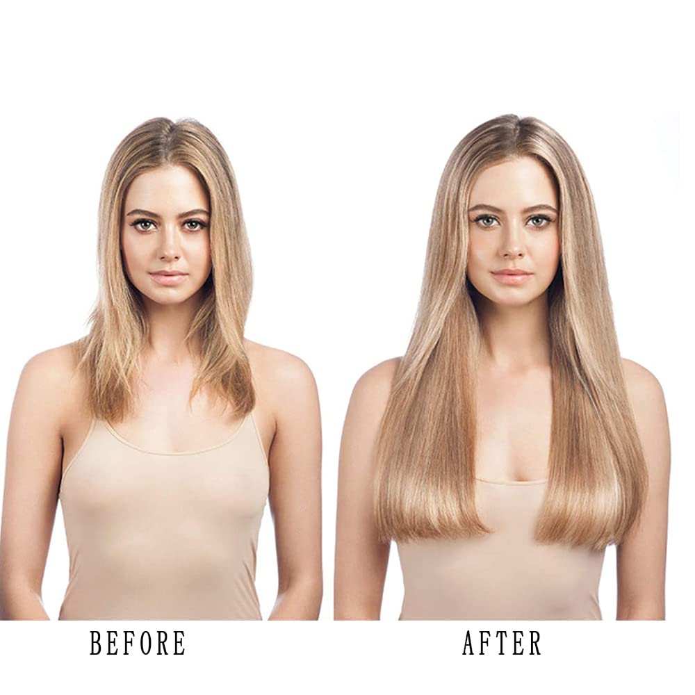 24 Inch Wavy Curly Clip-In Hair Extensions - 7Pcs Double Weft Synthetic Hair with 16 Clips (160g/set) - Dark Brown to Ash Blonde Ombre - Perfect for Parties, Weddings & Daily Styling