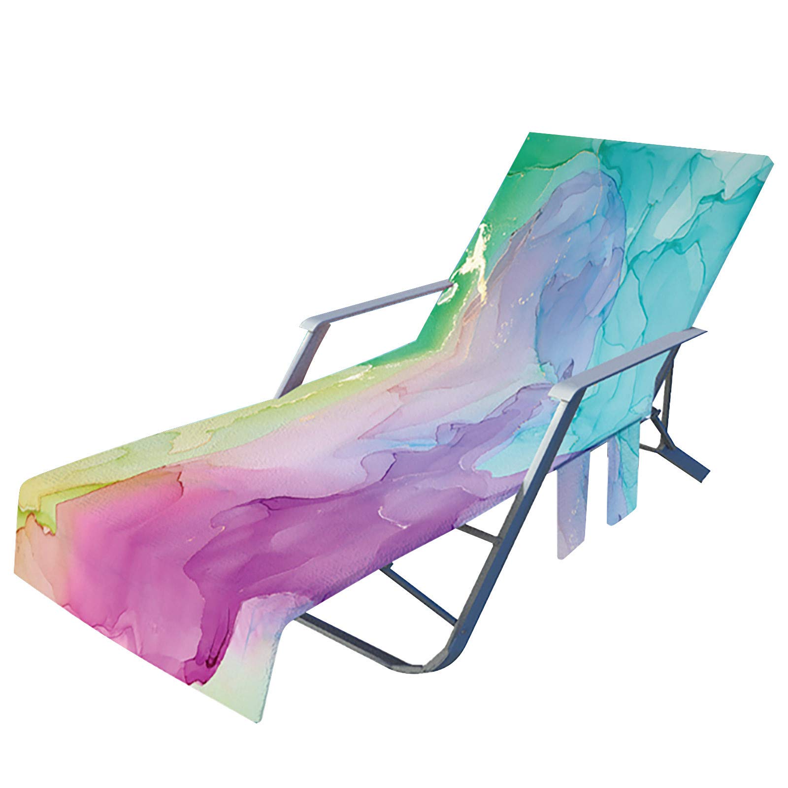 **Microfiber Beach Chair with Side Pockets - Lightweight Lounge Chair Cover & Towel Rack - Perfect for Swimming, Sunbathing & Kids Under 10**