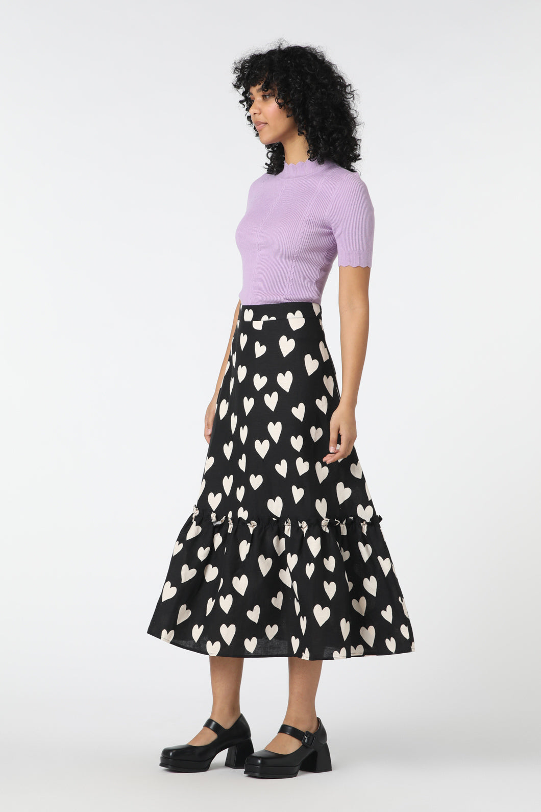 Love Hearts Midi Skirt - Floral Print A-Line Skirt for Women | Perfect for Date Night, Summer Outfits & Casual Wear