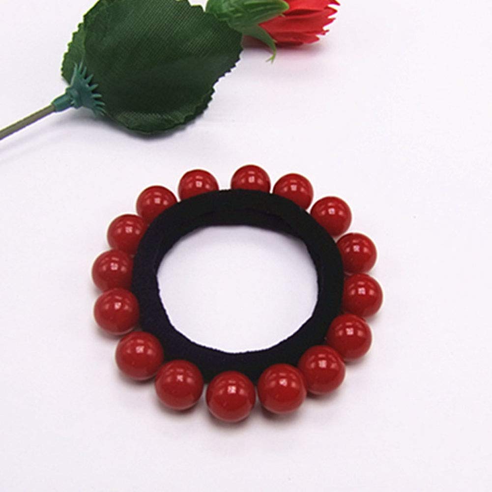 10PCS Women's Polychromatic Pearl Hair Ties - Stretch Ponytail Bands for Girls
