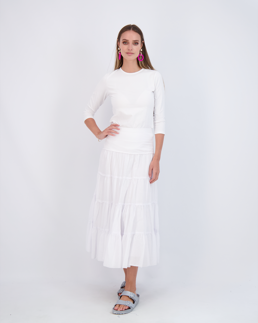 Women's Flowy Tiered Maxi Skirt - Lightweight Gauze Fabric for Summer, Beach, and Boho Fashion
