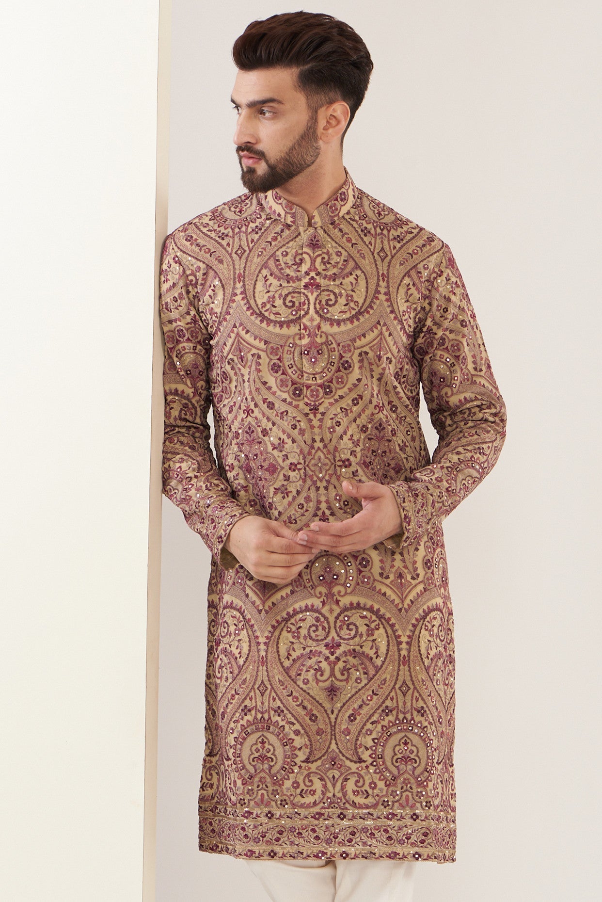 Exquisite Kashmiri Embroidered Kurta for Women - Traditional Handcrafted Cotton Tunic - Perfect for Festivals, Weddings & Ethnic Occasions