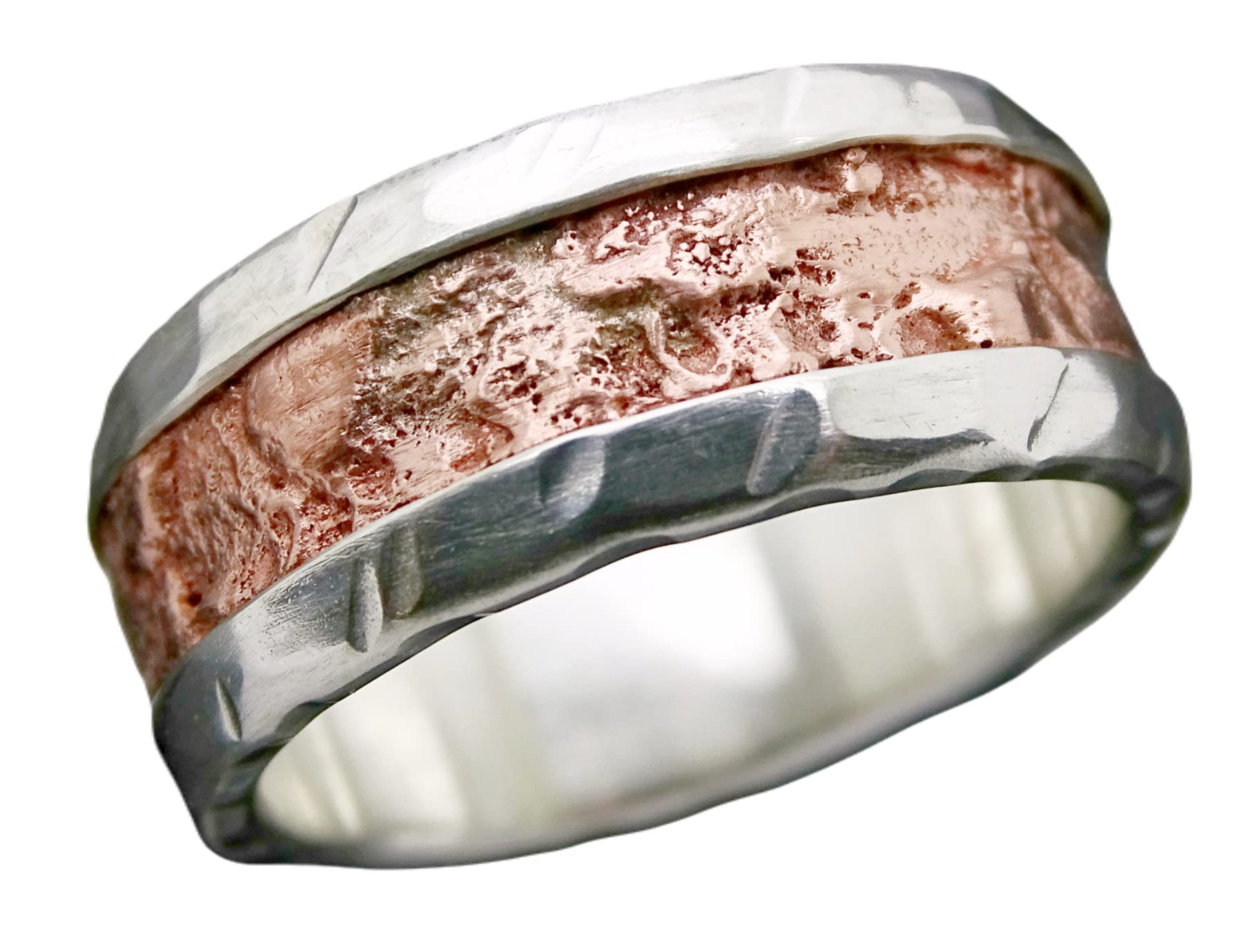 Unique Mixed Metal Ring for Men - Cool Copper & Silver Wedding Band, Rugged Engagement Ring, Anniversary Gift for Him, Perfect for Everyday Wear & Special Occasions