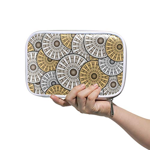 ILEEY Round Cog Design Pencil Case & Cosmetic Bag - Large Capacity Travel Organizer for School, Office & Makeup Storage | Durable & Stylish Clutch Pouch for Women & Teens