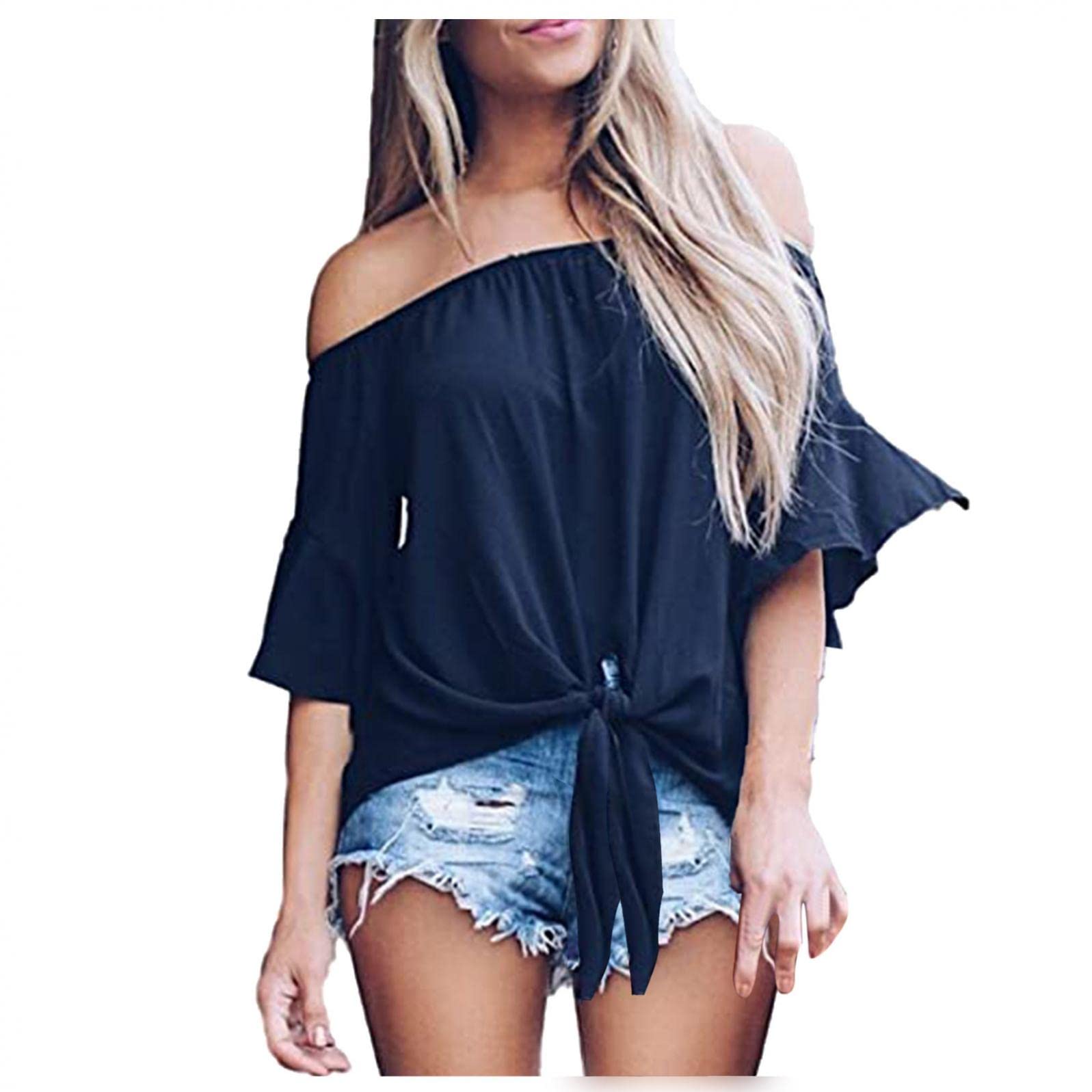Women's Casual Floral Dot Print Blouse - Long Bell Sleeve Loose Ruffle T-Shirt for Summer & Autumn | Perfect for Office Wear, Date Night & Vacation Outfits