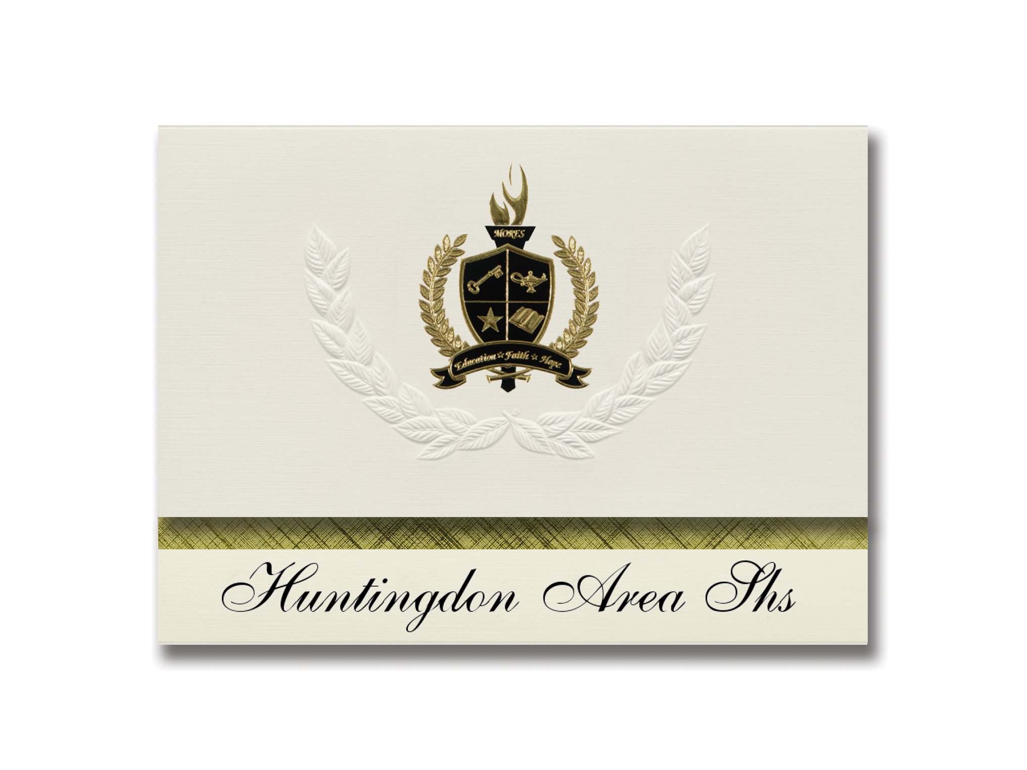 Premium Huntingdon Area SHS Graduation Announcements - Presidential Style Elite Package of 25 with Gold & Black Foil Seal - Perfect for PA High School Graduation Ceremonies & Celebrations