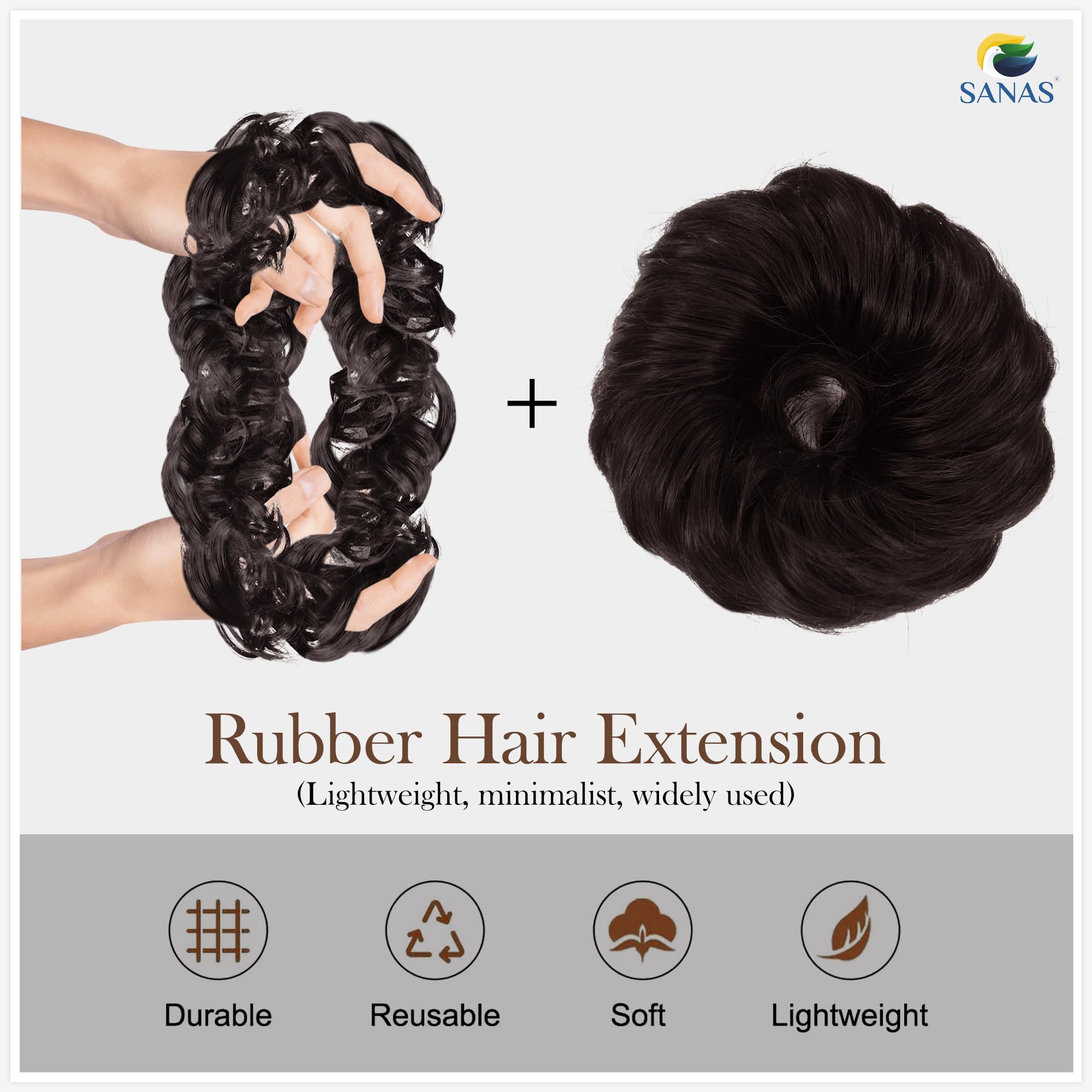 Elegant Wedding Hair Bun Accessories Set (2pcs) - Stylish Scrunchies & Hair Extensions for Women, Messy Bun Maker, Brown - Perfect for Bridal, Prom & Special Occasion Hairstyles