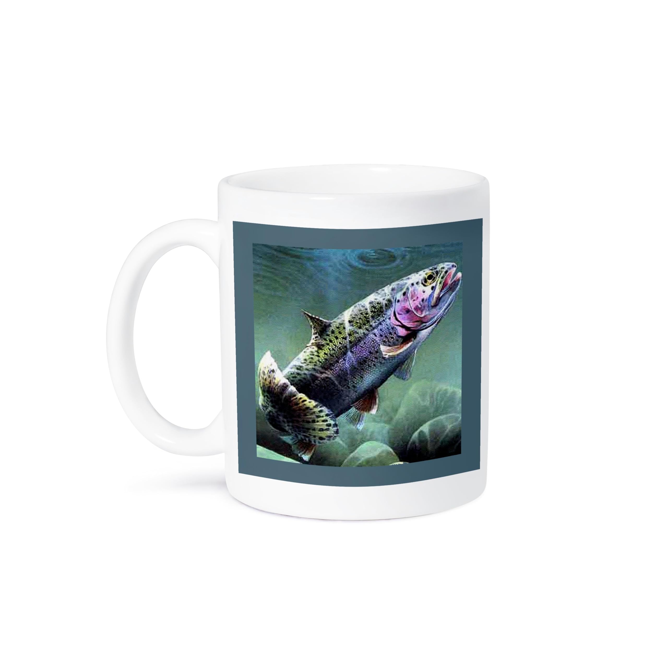 3D Rose Rainbow Trout Ceramic Coffee Mug - 11 oz Fish Design Cup for Hot & Cold Drinks - Perfect for Camping, Fishing Trips & Outdoor Enthusiasts