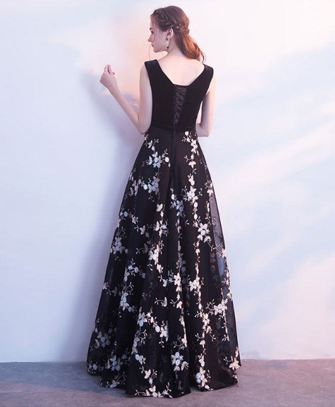 Elegant Black V-Neck Long Prom Dress for Women - Formal Evening Gown for Homecoming, Ball & Special Occasions
