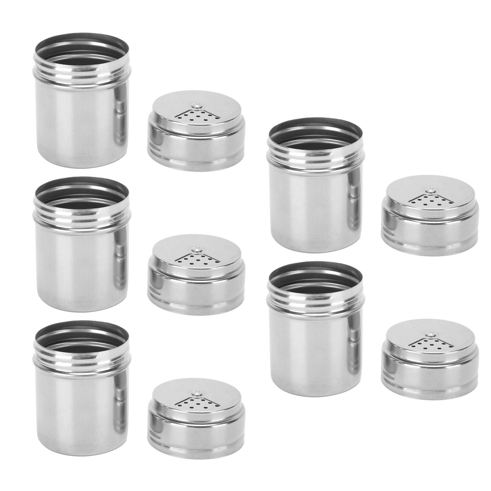 5PCS Stainless Steel Spice Shakers with Rotating Lids - Premium Kitchen Seasoning Bottles for Salt, Pepper & Spices - Perfect for Cooking, Baking, BBQ & Home Kitchen Organization
