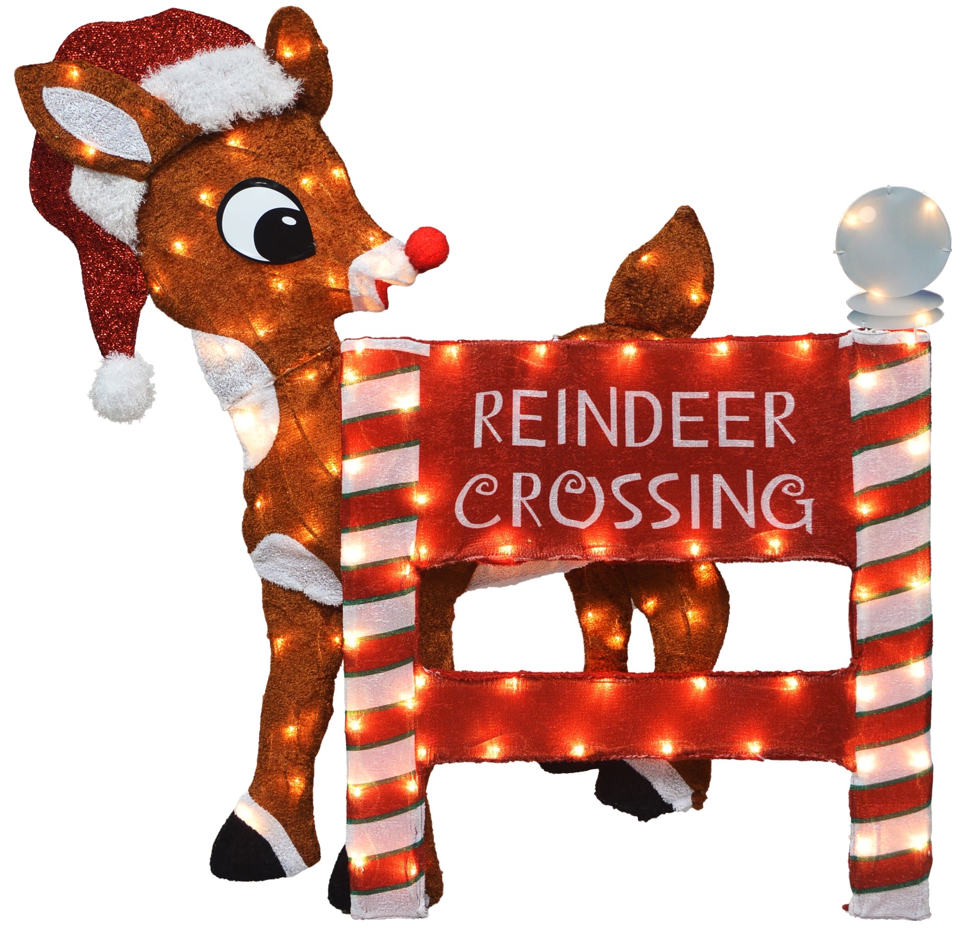 36 LED Rudolph Reindeer Crossing Light-Up Yard Decoration - Outdoor Christmas Holiday Decor for Lawn, Garden, and Pathway Lighting