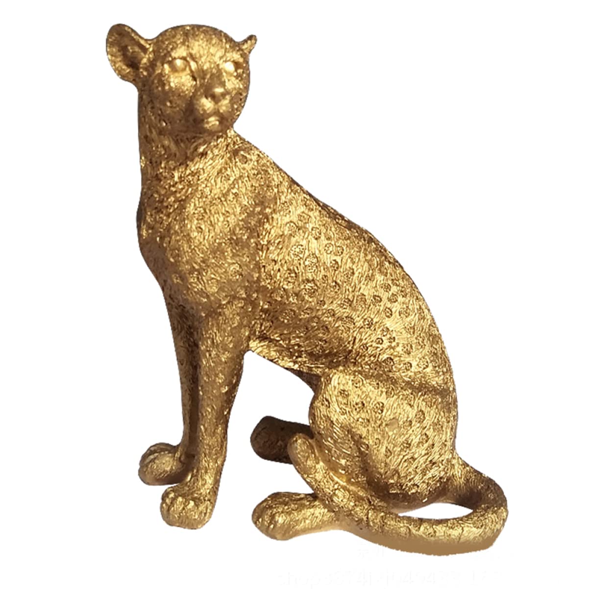 Golden Resin Leopard Statue - Home & Office Decor for Modern Spaces