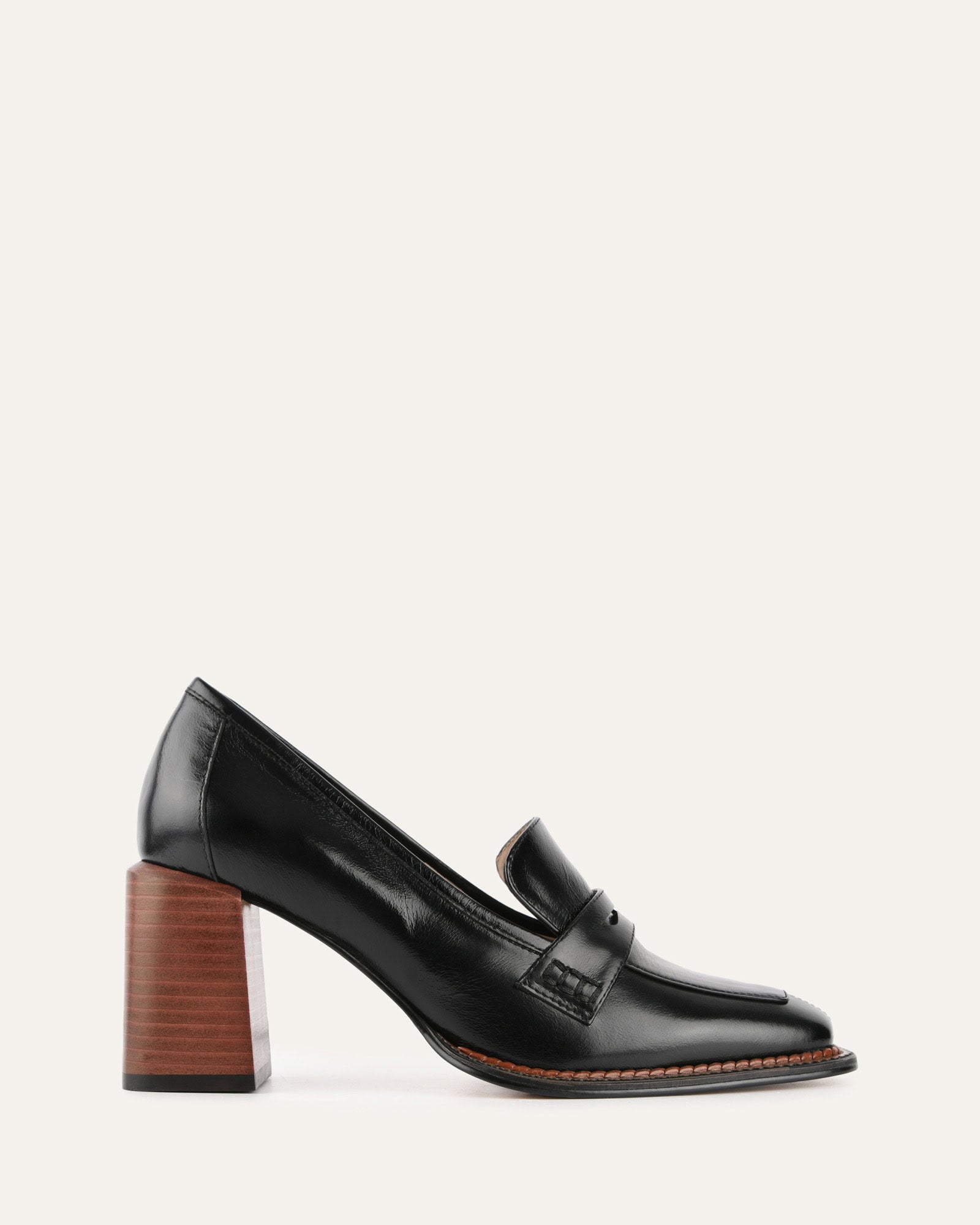 DELILAH Black Leather Mid Heel Loafers for Women - Comfortable Office Shoes & Casual Dress Shoes for Work, Business, and Everyday Wear