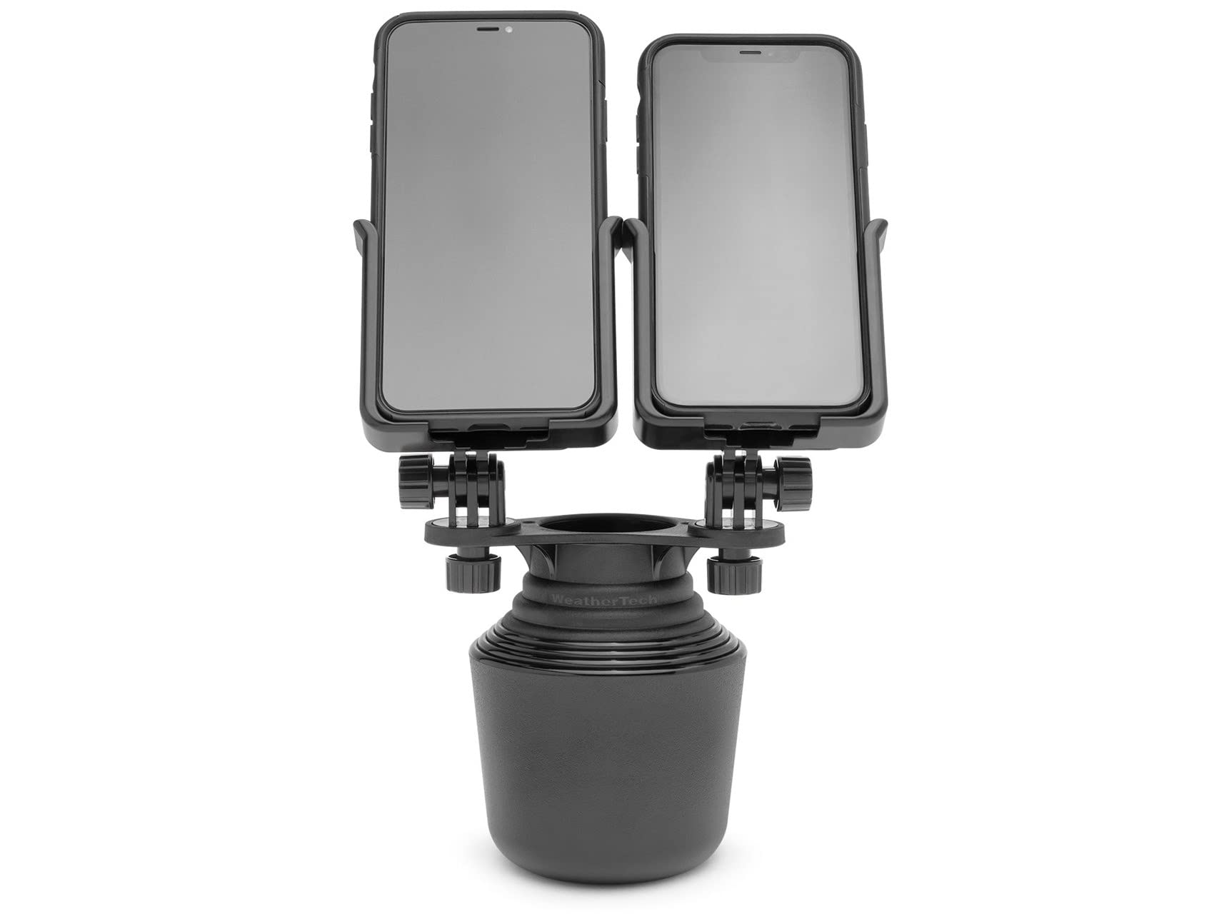 WeatherTech CupFone Duo XL - Universal Dual Cell Phone Cup Holder Mount for Cars (8ACF12XLD) with Black Plastic Knobs - Perfect for Road Trips, Commuting & Hands-Free Driving