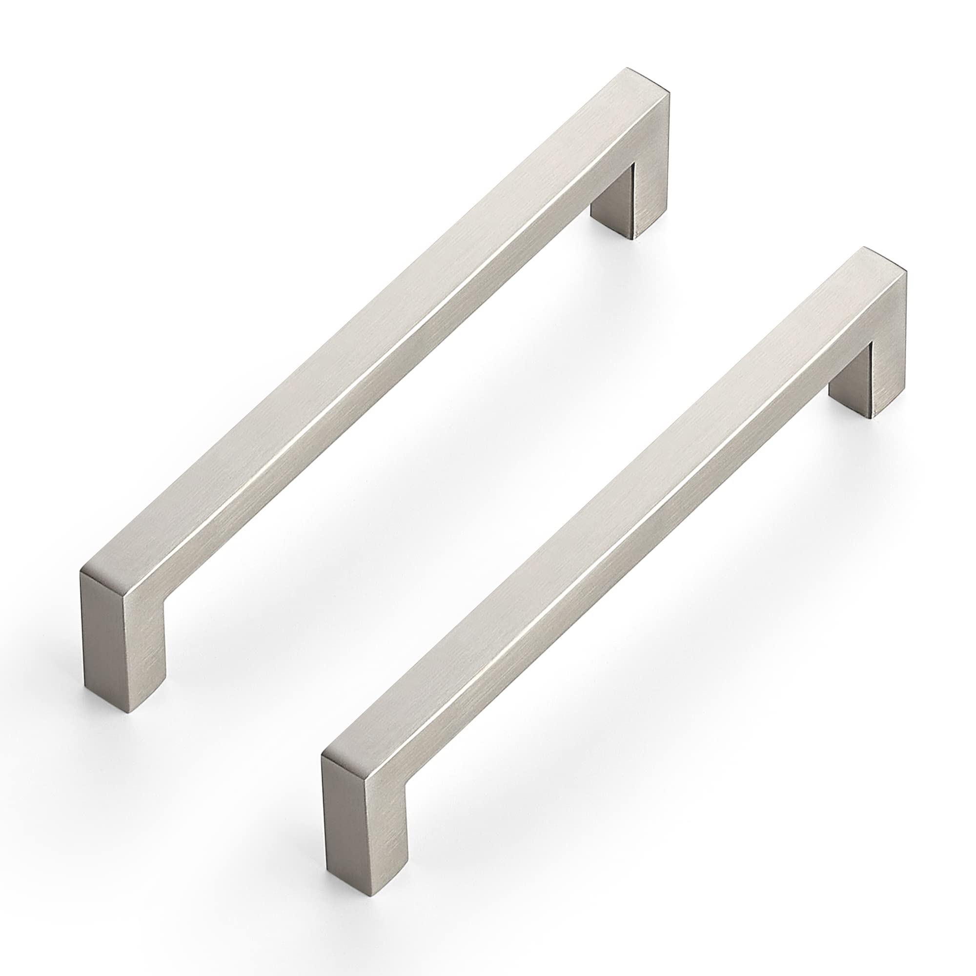 Ravinte 5 Pack 6-1/4 Inch Brushed Nickel Square Cabinet Handles - Stainless Steel Drawer Pulls for Kitchen Cabinets & Furniture - Perfect for Modern Home, Office, and DIY Renovation Projects