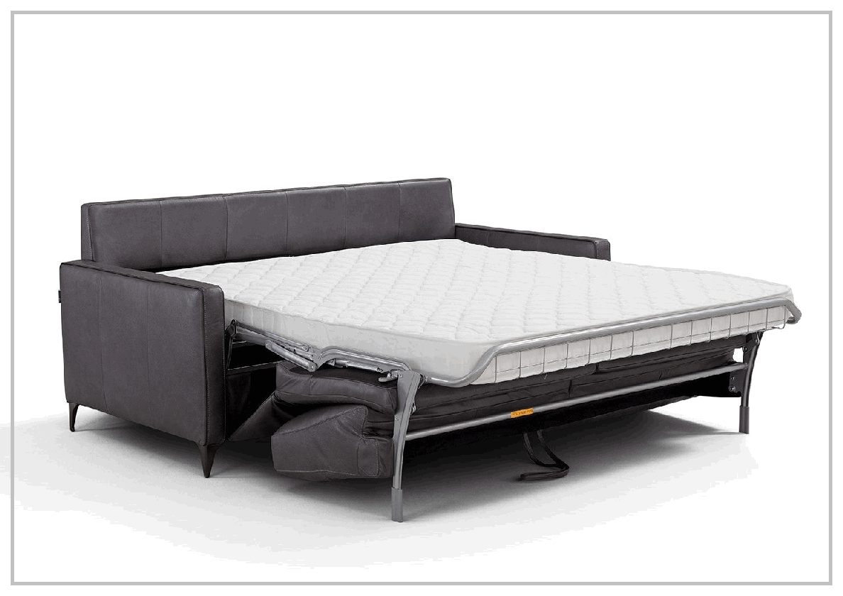 Kathy Ireland Wigan Luxury Gray Italian Leather Queen Sleeper Sofa Bed - Convertible Sleeper Sofa for Living Room, Guest Room & Small Spaces