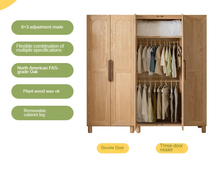 Solid Oak Wood Kids Wardrobe - Durable & Stylish Storage for Bedroom, Nursery, or Playroom Organization