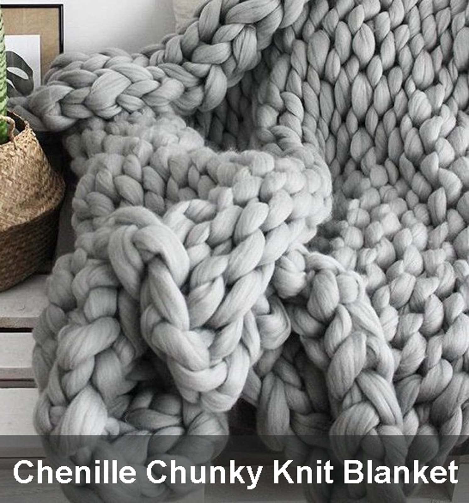 Chunky Knit Blanket 39x47 Inches - Super Soft Handmade Knitted Throw - Warm Cozy Blanket for Sofa, Bed & Home Decor - Machine Washable - Perfect for Living Room, Bedroom & Gift Giving