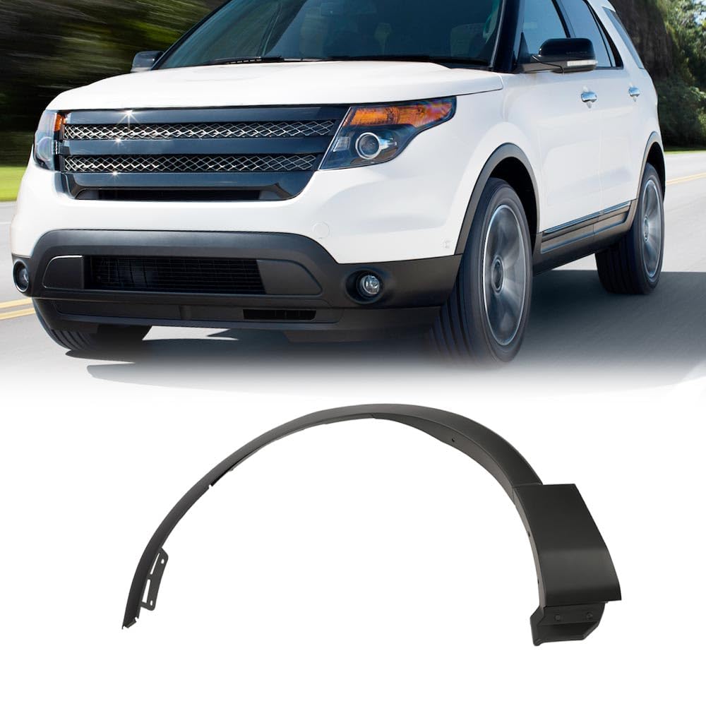 CHEDA Fender Flares for 2011-2015 Ford Explorer - Front Left Black Wheel Cover Arch Trim (FO1290126) | Durable Car Body Protection for Off-Road & Daily Driving
