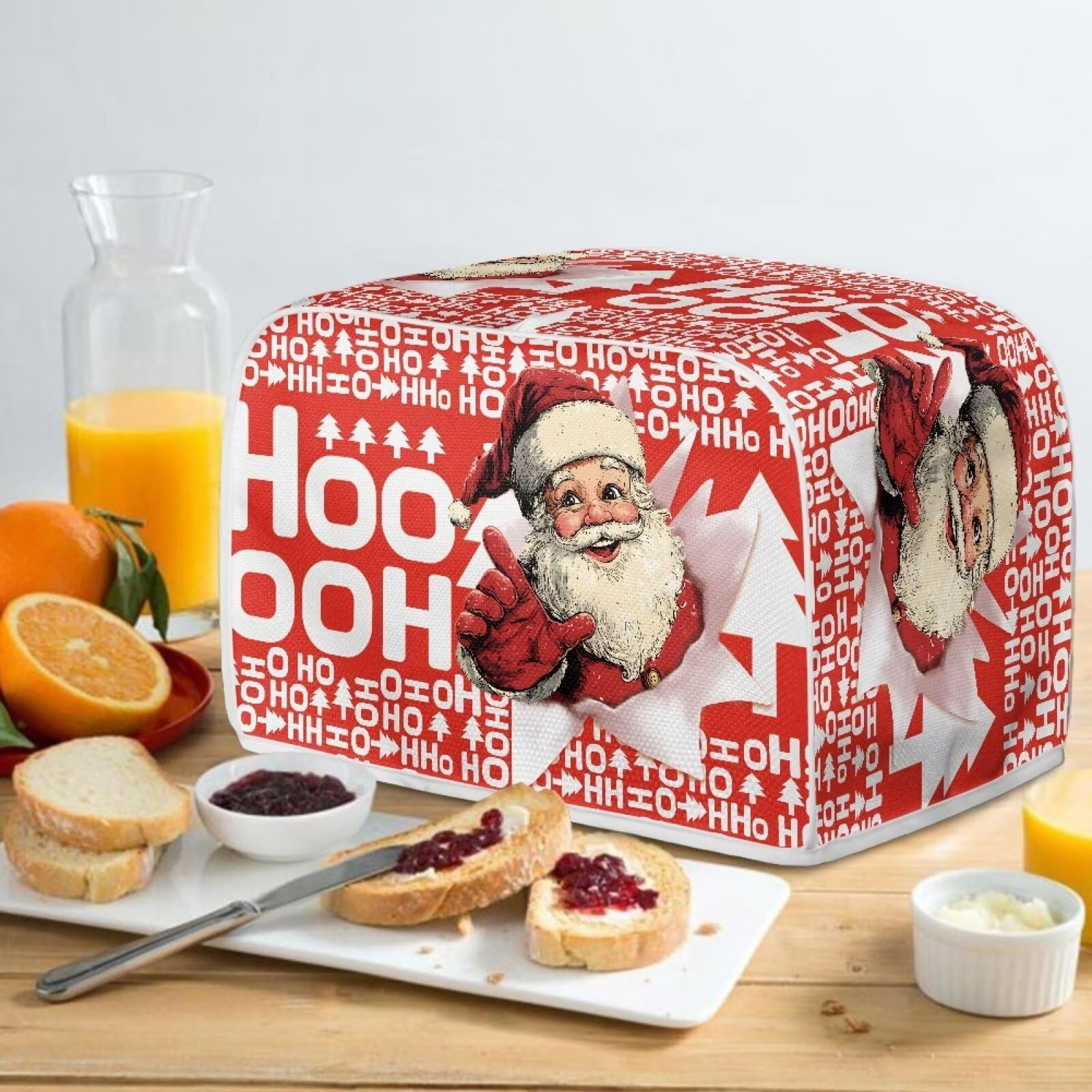 Santa Bread Toaster Cover for 4-Slice Toaster - Washable & Anti-Scratch Kitchen Appliance Protector - Perfect for Christmas Baking & Holiday Kitchen Decor (Red)