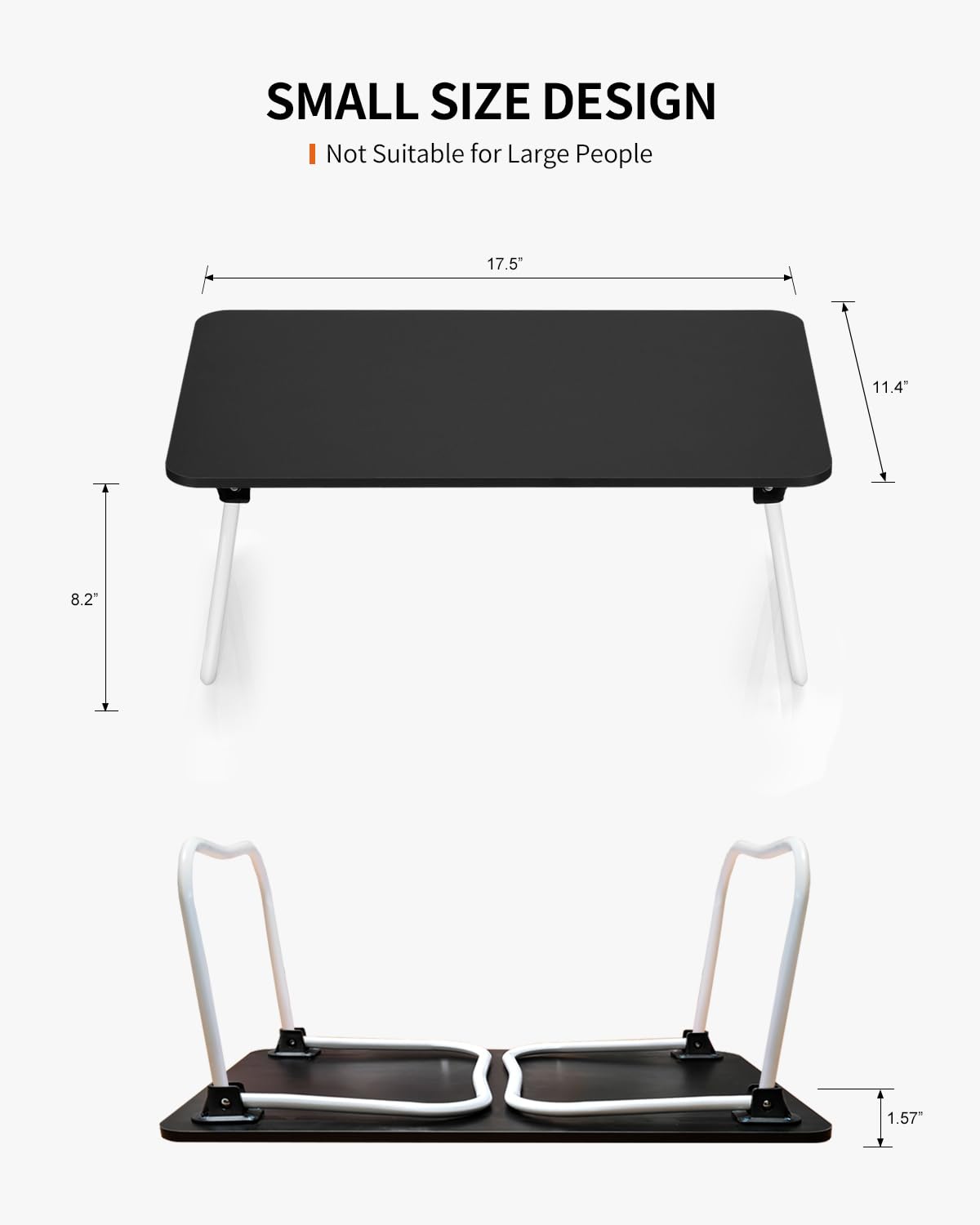 Foldable Laptop Desk for Bed - Portable Lightweight Lap Table for Study, Work, Breakfast & Drawing | Compact & Ergonomic Design for Home, Office & Travel Use - Black