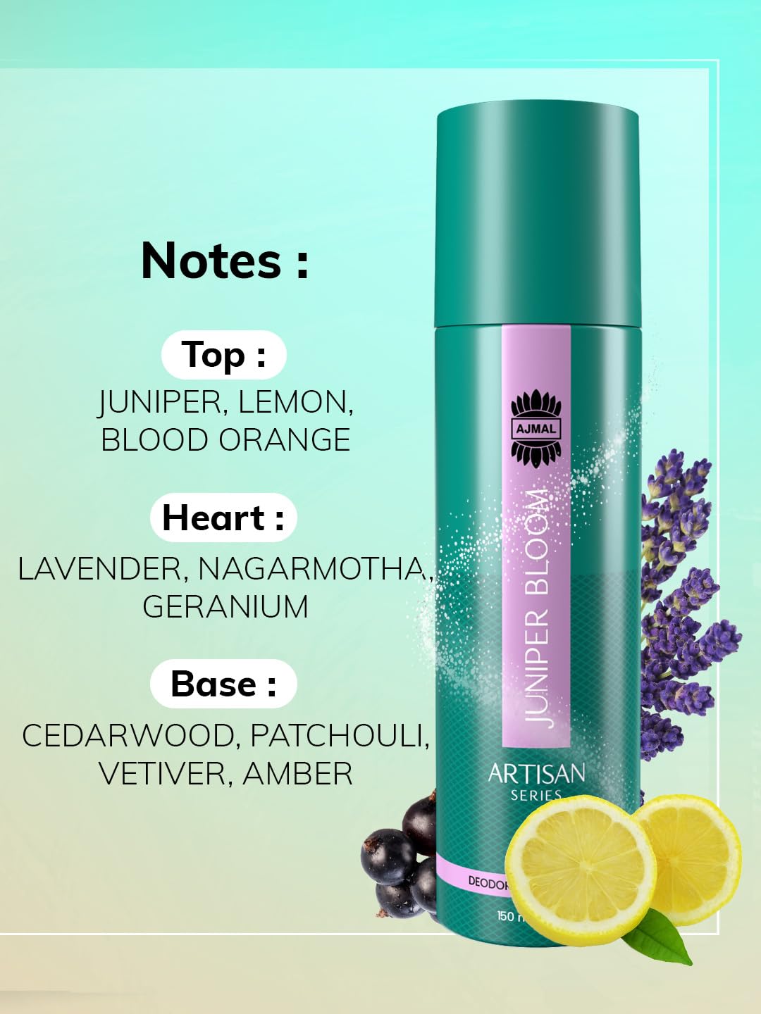 AJMAL Artisan Juniper Bloom Deodorant Perfume for Men - 150ml Long-Lasting Fragrance Spray | Online Exclusive Gift | Perfect for Daily Wear, Office & Special Occasions