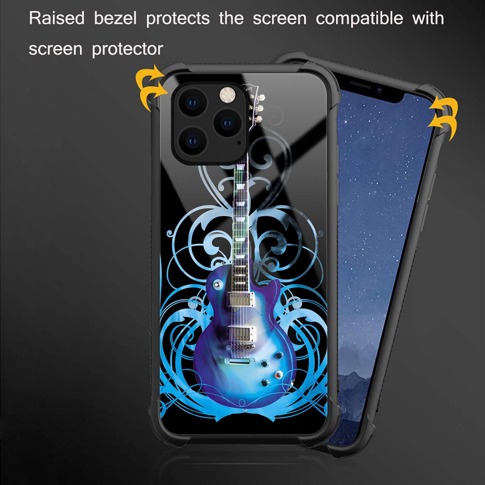 Shockproof Anti-Scratch Hard PC Case for iPhone 13 Mini - Blue Guitar Design | Stylish Protection for Everyday Use, Travel & Outdoor Activities
