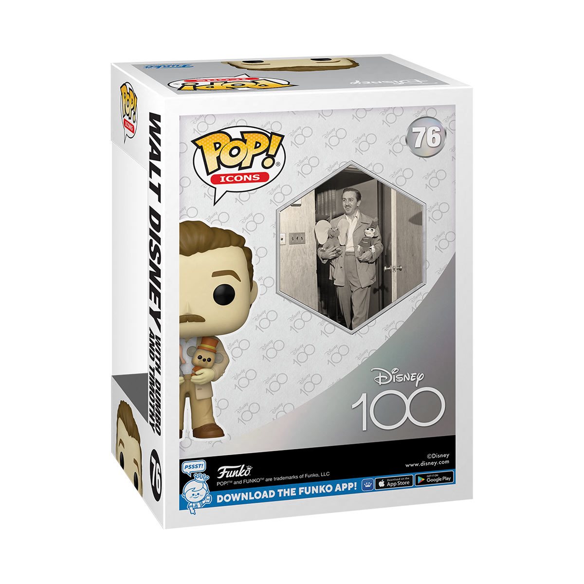 Disney 100 Walt Disney with Dumbo and Timothy Funko Pop! Vinyl Figure #76 - Collectible Toy for Disney Fans, Perfect for Display & Gifts