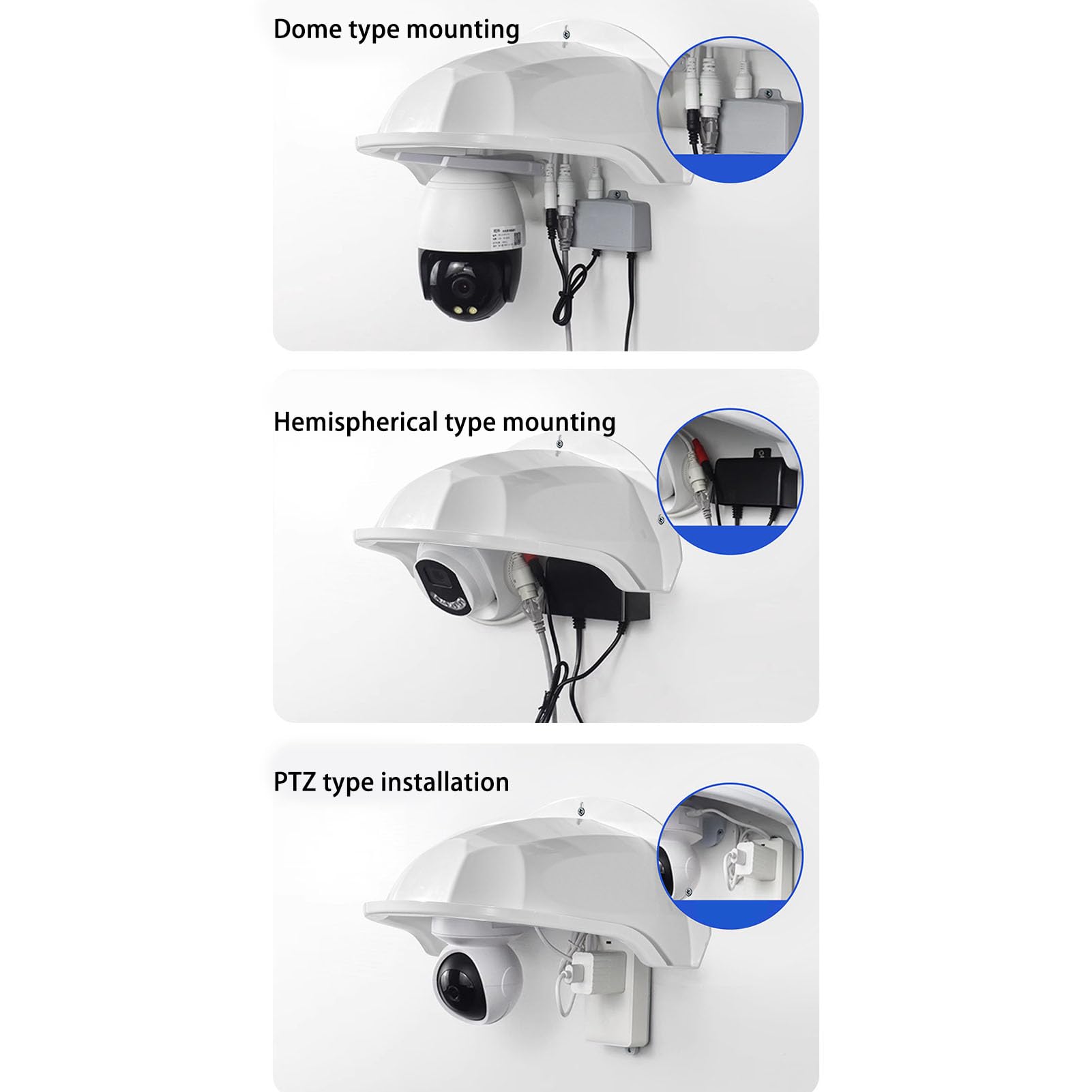 Universal Sun Rain Shade Camera Cover - Weatherproof Outdoor CCTV Camera Top Cover for Surveillance Protection - Durable White Camera Shield Roof for Home Security & Weather Protection - Perfect for Backyard, Garage & Business Surveillance Systems
