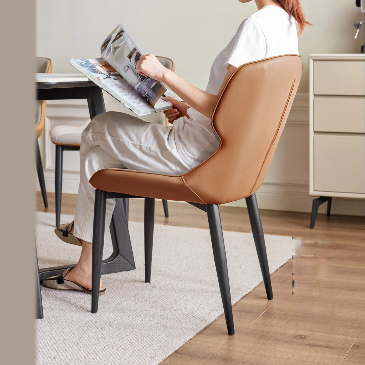 Premium Organic Leather Soft Chair Set of 2 - Modern Living Room Seating for Home & Office - Comfortable Lounge Chairs for Relaxation, Reading & Conversation Areas