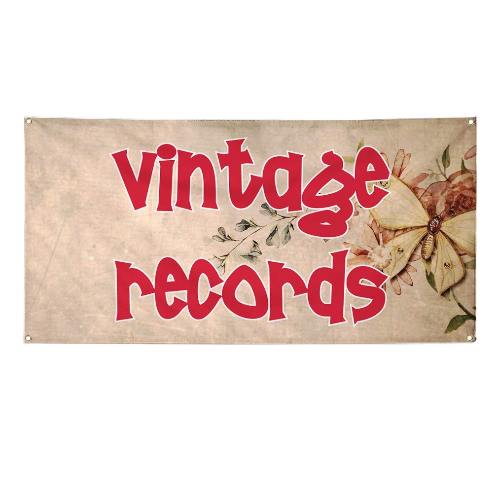 Vintage Vinyl Banner - Weatherproof Outdoor Advertising Sign with 10 Grommets (60x144 Inches) - Perfect for Music Events, Record Stores & Retro Decor