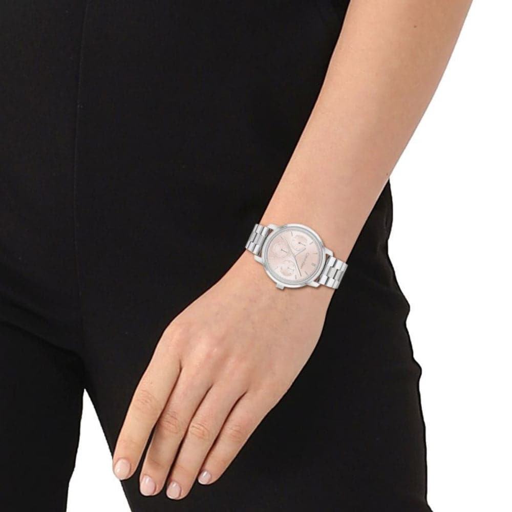 Calvin Klein Women's Chronograph Watch with Pink Dial & Silver Stainless Steel Strap - Model 25200176 | Perfect for Office, Party & Everyday Wear