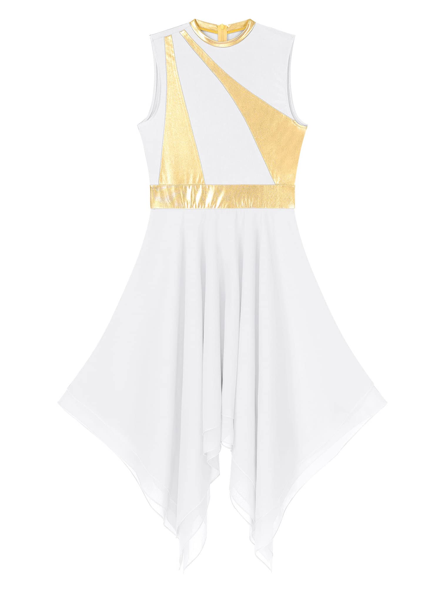 Women's Asymmetrical Sleeveless Color Block Lyrical Modern Dance Dress for Praise Worship Performance