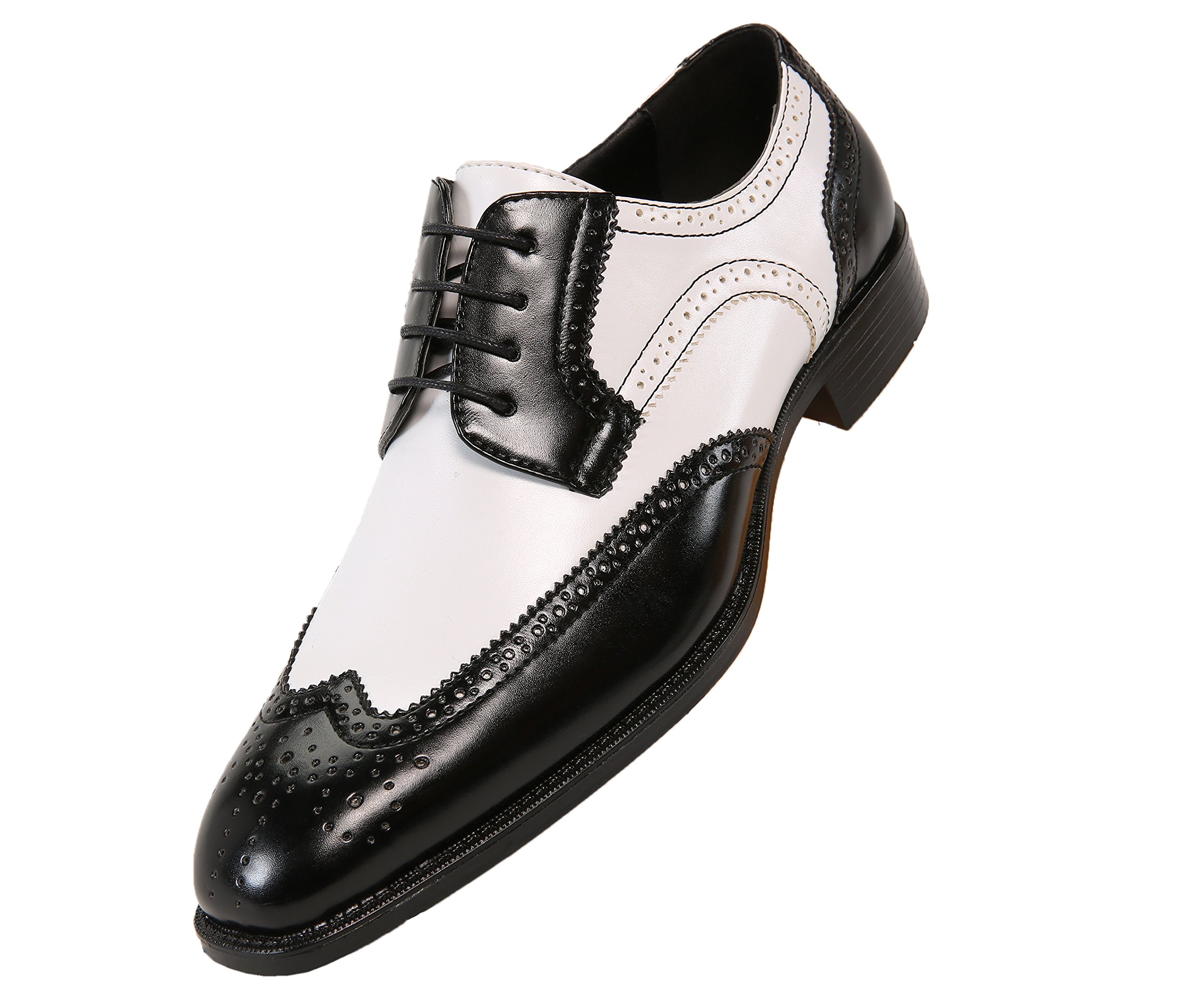 Bolano Elwyn Men's Dress Shoes - Classic Oxford Wingtip Brogue Formal Shoes for Men | Two-Tone Spectator Lace-Up | Perfect for Weddings, Business & Special Occasions
