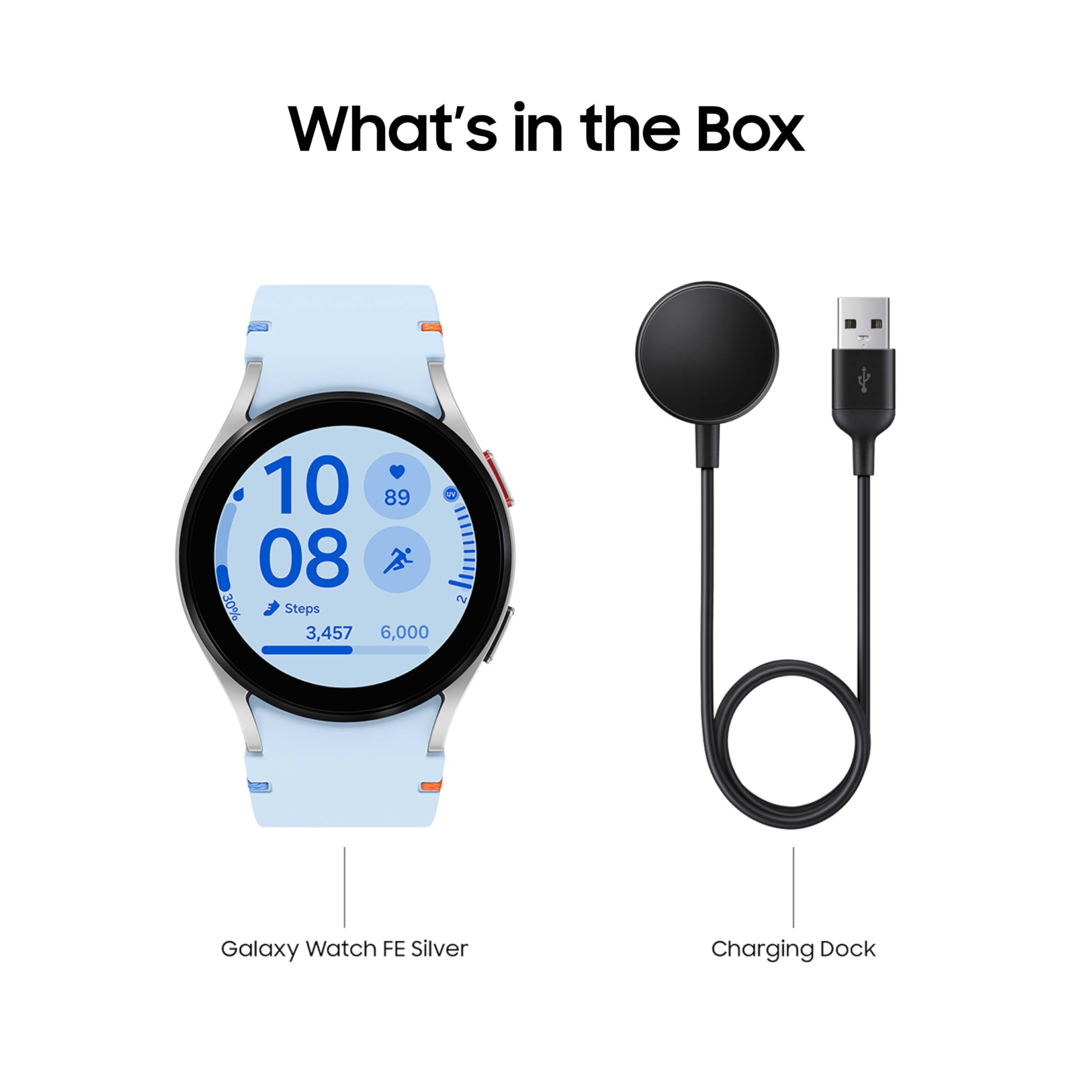 SAMSUNG Galaxy Watch FE 40mm Bluetooth Smartwatch - AI Fitness Tracker with BIA Sensor, Heart Rate Monitor, Sleep Tracking & Personalized HR Zones | 2024 Silver US Version (1 Year Warranty) | Perfect for Workouts, Running & Daily Health Monitoring