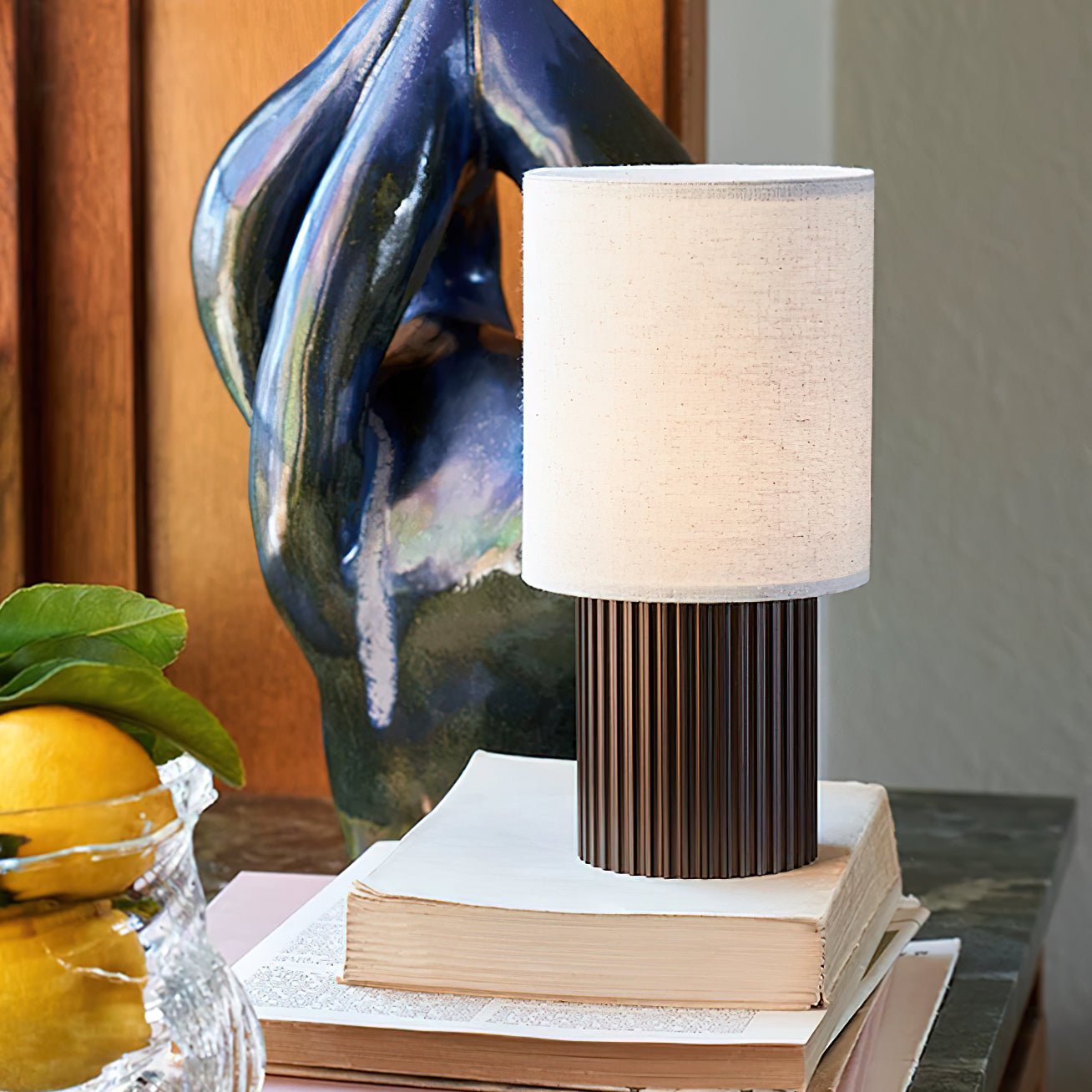 Orlo Ribbed Table Lamp - Modern LED Desk Light for Bedroom, Living Room & Office - Stylish Nightstand Lighting with Adjustable Brightness