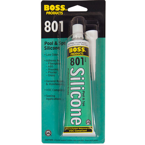 Boss 801 Premium Pool and Spa Silicone Sealant - Waterproof Adhesive for Swimming Pools, Hot Tubs, Fountains - Ideal for Leak Repair & Waterproofing Projects